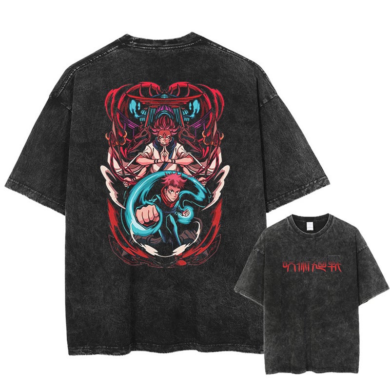 Japanese Anime Jujutsu Kaisen Print Vintage T-Shirt Men over - Image 1
