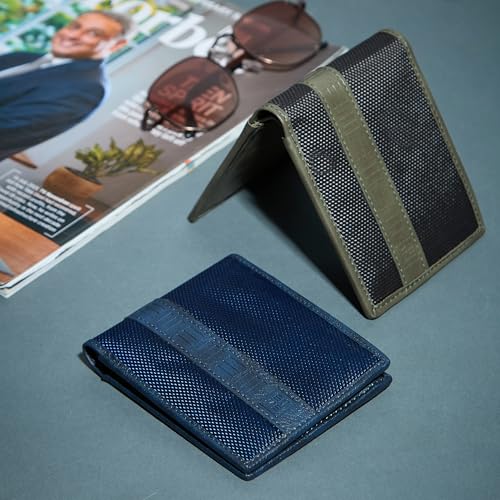 EUME Zen Wallet for Men, Midnight Blue | Slim Bifold Premium Vegan Leather | 6 Card Slots, 2 Compartments, 2 Slip Pockets| Stylish & Durable Men Wallet | Perfect for Everyday Use - Image 2