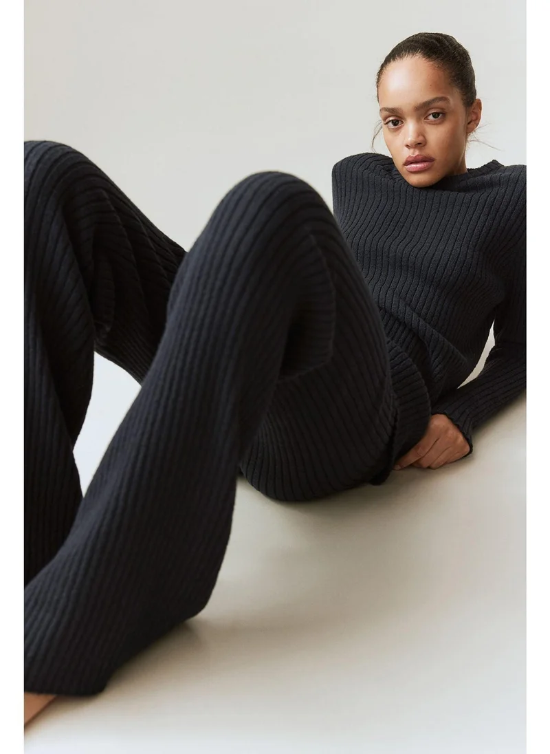 H&M Flared rib-knit trousers