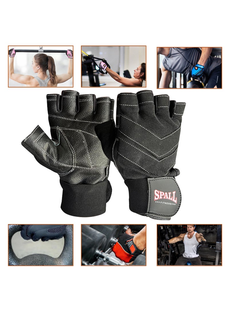Spall Weight Lifting Leather Gloves Short Strap Power Lifting Gloves Strong Grip Palm Exercise Fitness Strengthen Gloves Home Gym - Image 1