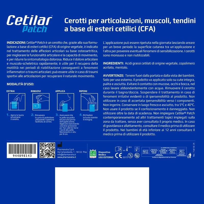 PHARMANUTRA Cetilar Patch  5 Disposable Patches with Patented Cetylated Fatty Acids for LongLasting Joint  Muscle Pain Relief Improved Mobility and Sports Recovery  Sweat  Water Resistant  Doping Free - Image 4