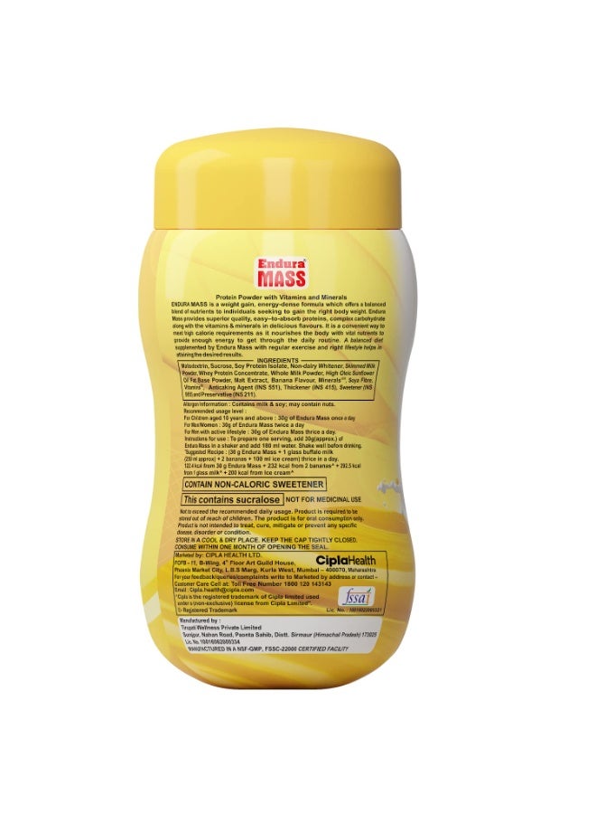 Endura Mass Weight Gainer (Banana, 500g) - Image 3