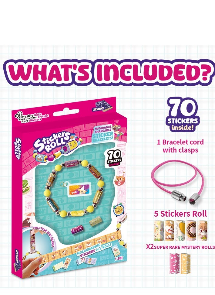 Solumi Sticki Roll Bands – DIY Wearable Sticker Bracelet Kit with 70 Mini Kawaii Stickers, 2 Mystery Rolls, Over 1000 Unique Designs – Fun Collectible Gift for Girls & Teens  - Image 2