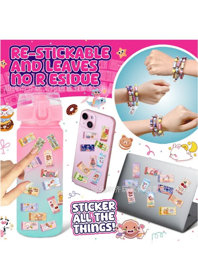 Solumi Sticki Roll Bands – DIY Wearable Sticker Bracelet Kit with 70 Mini Kawaii Stickers, 2 Mystery Rolls, Over 1000 Unique Designs – Fun Collectible Gift for Girls & Teens  - Image 5