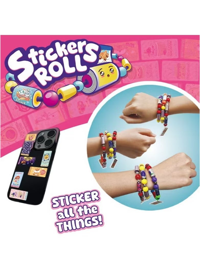 Solumi Sticki Roll Bands – DIY Wearable Sticker Bracelet Kit with 70 Mini Kawaii Stickers, 2 Mystery Rolls, Over 1000 Unique Designs – Fun Collectible Gift for Girls & Teens  - Image 4