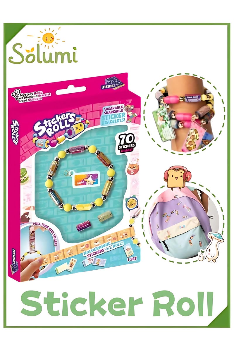 Solumi DIY Sticker Bracelet Making Kit for Girls – 70+ Kawaii Stickers, 2 Surprise Rolls & Wearable Bands – Creative Craft Jewelry Kit, Fun Gift for Teens & Kids Ages 5+  - Image 1