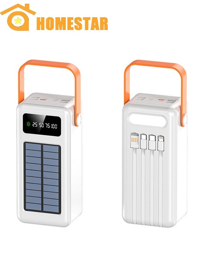 HOMESTAR Solar Power Bank 80000mAh, 4 Integrated Cables, Solar Charging Power Bank with Digital Display, Portable Charger with USB-C, Lightning, USB-A, Micro USB Output, Portable Solar Charger, Ideal for Camping, Travel, Outdoor - Image 1