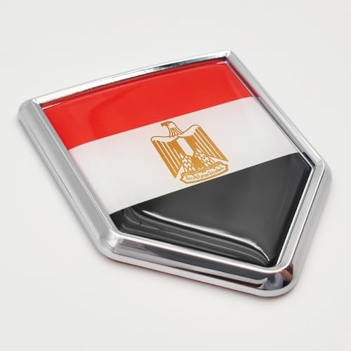 Overdecor Egypt Flag Decal Stickers Car Emblem Egyptian Car Accessories Decorations Chrome Shield Flag Sticker Decals for Cars Truck Vehicles, 2 Pack - Image 1