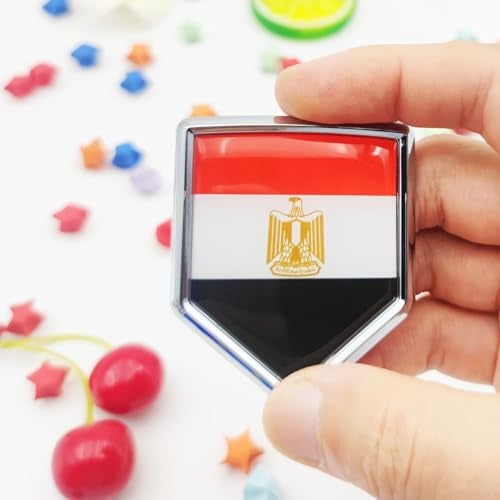 Overdecor Egypt Flag Decal Stickers Car Emblem Egyptian Car Accessories Decorations Chrome Shield Flag Sticker Decals for Cars Truck Vehicles, 2 Pack - Image 2
