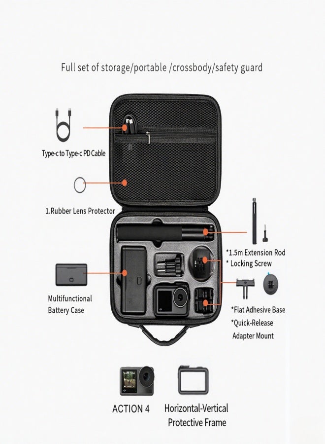 ستارت آر سي حقيبة كاميرا رياضية، حقيبة كاميرا رقمية، حقيبة تخزين محمولة للكاميرا، حقيبة حماية للكاميرا الرقمية بتصميم شبه مفتوح، متوافقة مع كاميرا DJI Osmo Action 4، تدعم خاصية التحرير السريع - Image 5