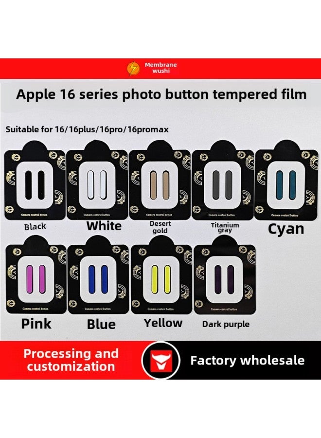 For Apple 16 Button Sticker 16pro Photo Button Tempered Film Iphone16promax Side Button Film-Colour: Camera Button Tempered Film, Two Pieces-Size:iPhone16Pro Max