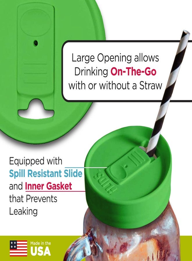 iLIDS Mason Jar Drink Lid, Regular Mouth, Grass Green, Pack of 2 - Image 3