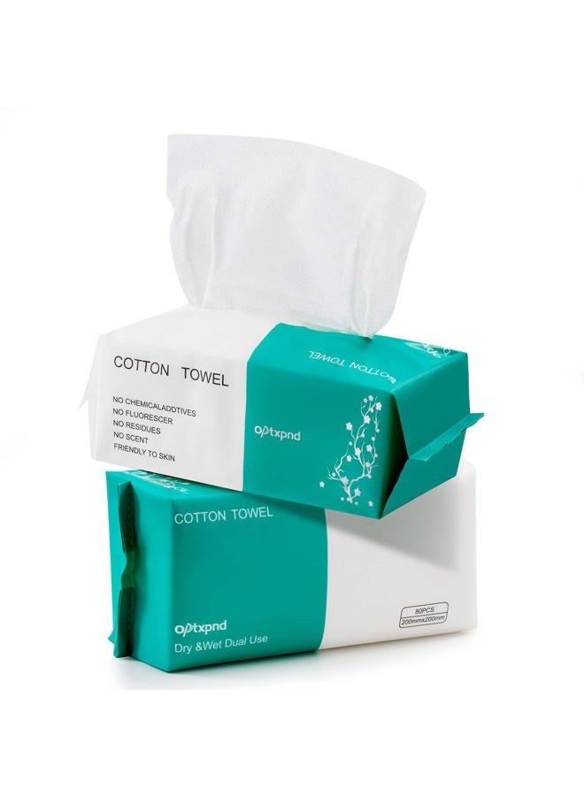 optxpnd Disposable Face Cloths for Washing Disposable Towels Facial Towelettes Facial Cleansing Cloths (2 Pack) - Image 1