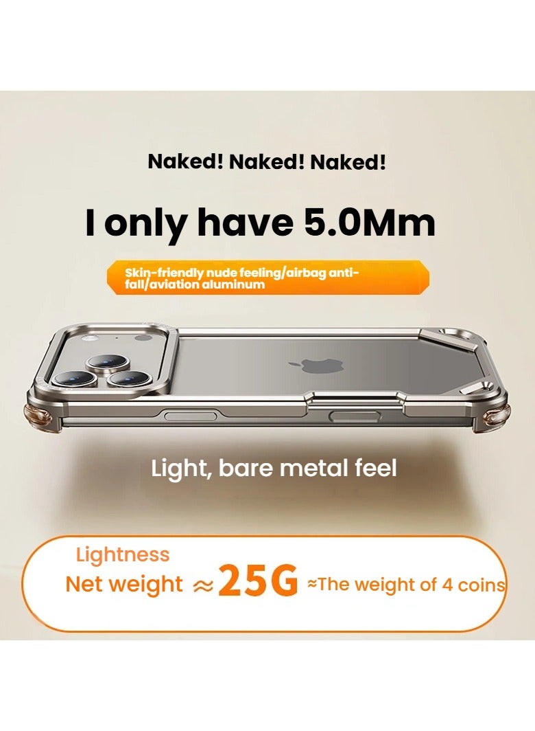 general for iPhone 17 Pro Max Metal Bezel Skeleton Case Drop-proof Wear-resistant Full Wrap Protective Case Heat dissipation lightweight case - Image 5