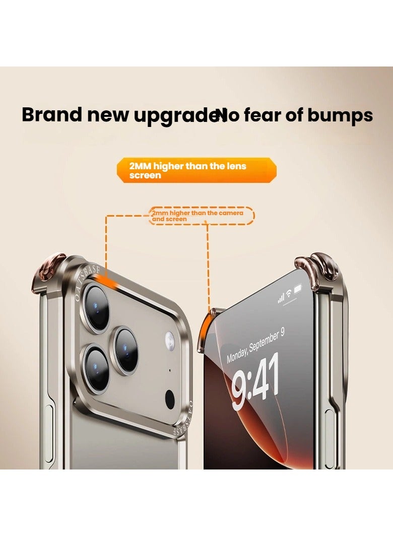 general for iPhone 17 Pro Max Metal Bezel Skeleton Case Drop-proof Wear-resistant Full Wrap Protective Case Heat dissipation lightweight case - Image 3