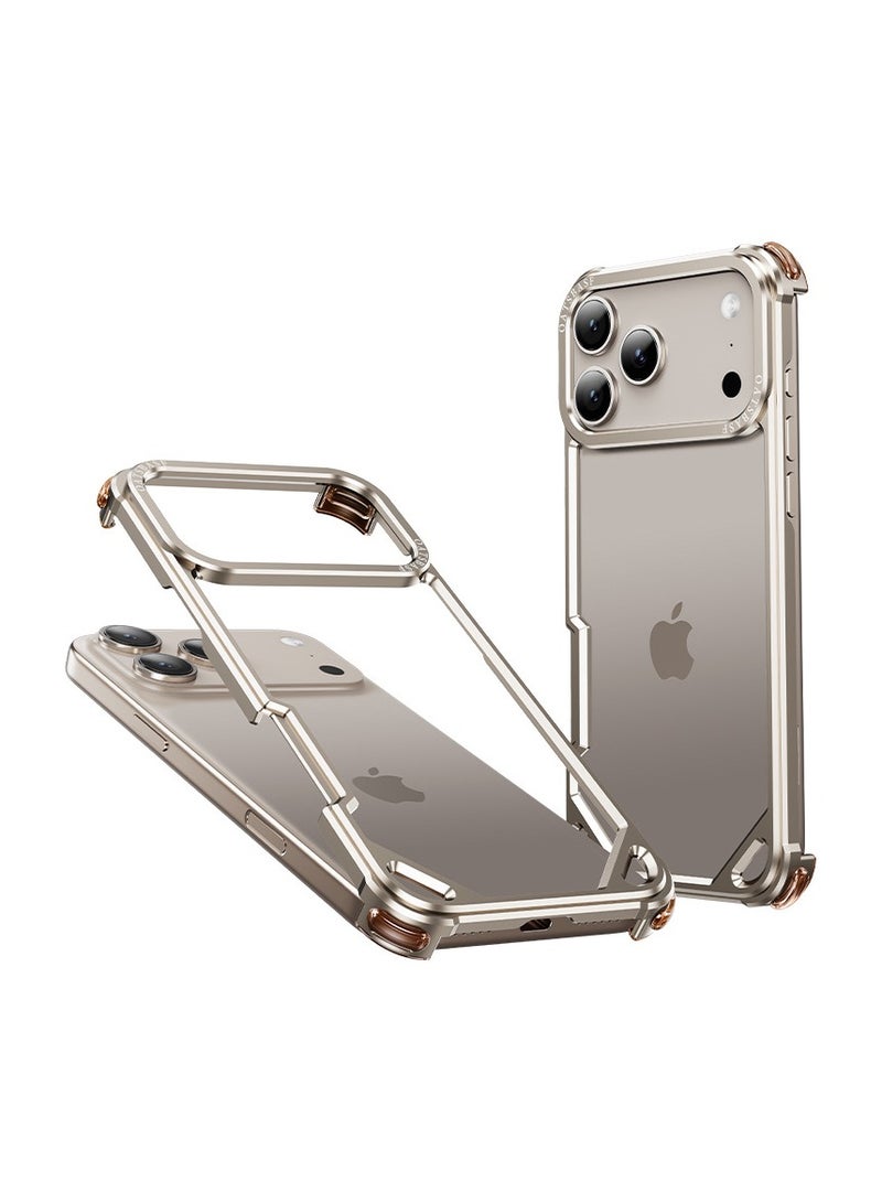 general for iPhone 17 Pro Max Metal Bezel Skeleton Case Drop-proof Wear-resistant Full Wrap Protective Case Heat dissipation lightweight case - Image 1