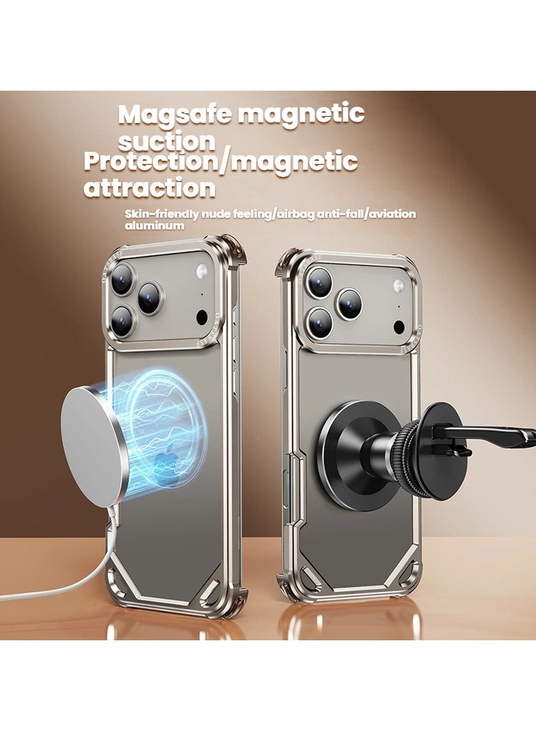 general for iPhone 17 Pro Max Metal Bezel Skeleton Case Drop-proof Wear-resistant Full Wrap Protective Case Heat dissipation lightweight case - Image 4