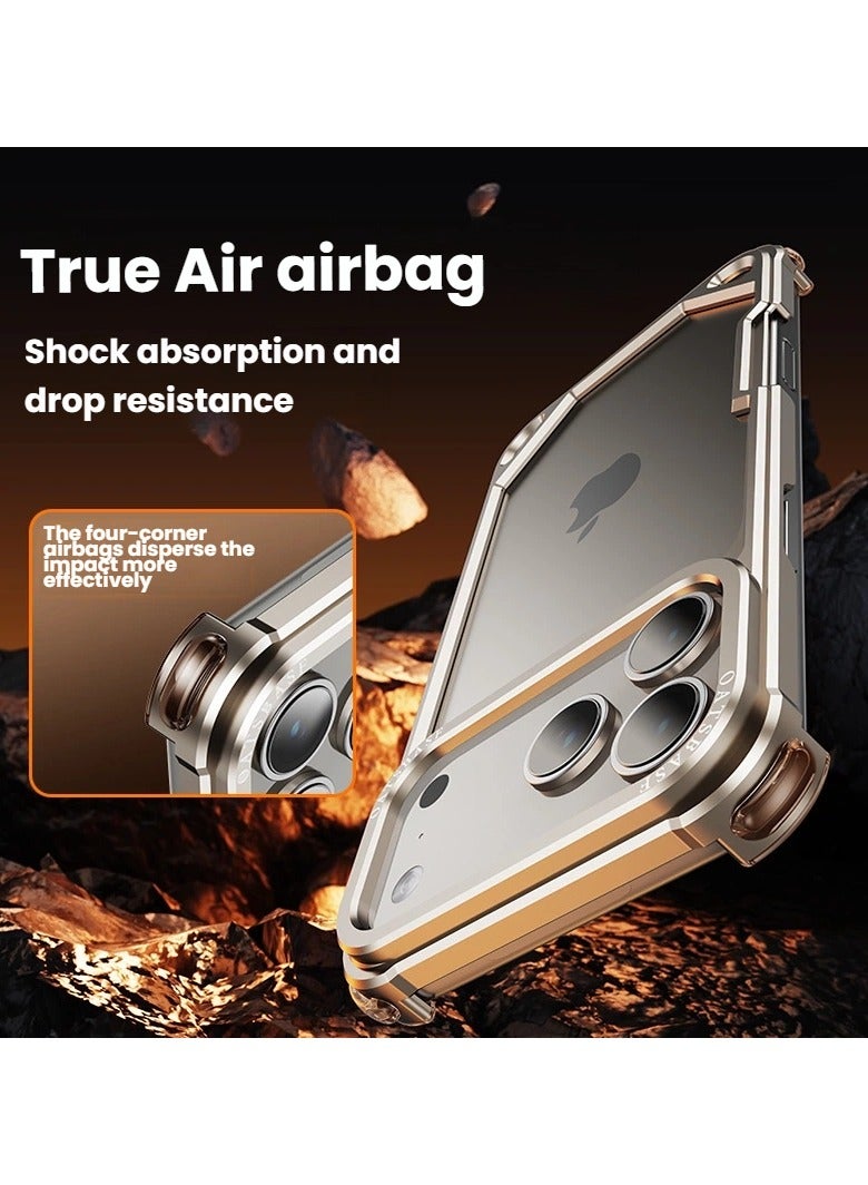 general for iPhone 17 Pro Max Metal Bezel Skeleton Case Drop-proof Wear-resistant Full Wrap Protective Case Heat dissipation lightweight case - Image 2