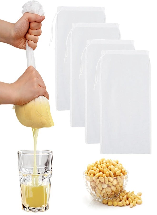 OLLBIT 4PCS Nut Milk Bag,8x12'' 200 Mesh Fine Mesh Cheese Cloth,Nylon Cheesecloth Bags for Straining,Multiple Usage Reusable Juice Strainer,Suitable for Straining Fruit Coffee Tofu Yogurt Tea (200 Mesh) - Image 1