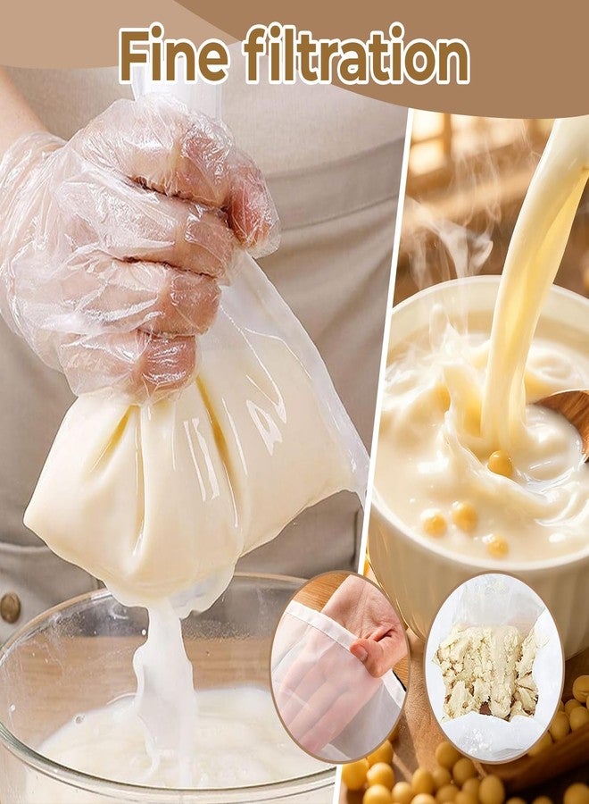 OLLBIT 4PCS Nut Milk Bag,8x12'' 200 Mesh Fine Mesh Cheese Cloth,Nylon Cheesecloth Bags for Straining,Multiple Usage Reusable Juice Strainer,Suitable for Straining Fruit Coffee Tofu Yogurt Tea (200 Mesh) - Image 3