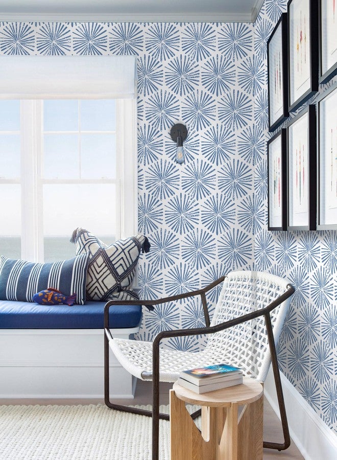 Guvana Peel and Stick Wallpaper Blue and White Wallpaper Geometric Contact Paper for Cabinets Drawer Striped Wallpaper Peel and Stick Modern Self-Adhesive Wallpaper for Bathroom Bedroom 17.3''×118'' - Image 5