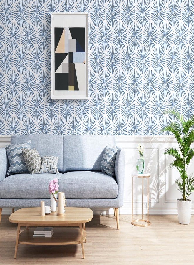 Guvana Peel and Stick Wallpaper Blue and White Wallpaper Geometric Contact Paper for Cabinets Drawer Striped Wallpaper Peel and Stick Modern Self-Adhesive Wallpaper for Bathroom Bedroom 17.3''×118'' - Image 4