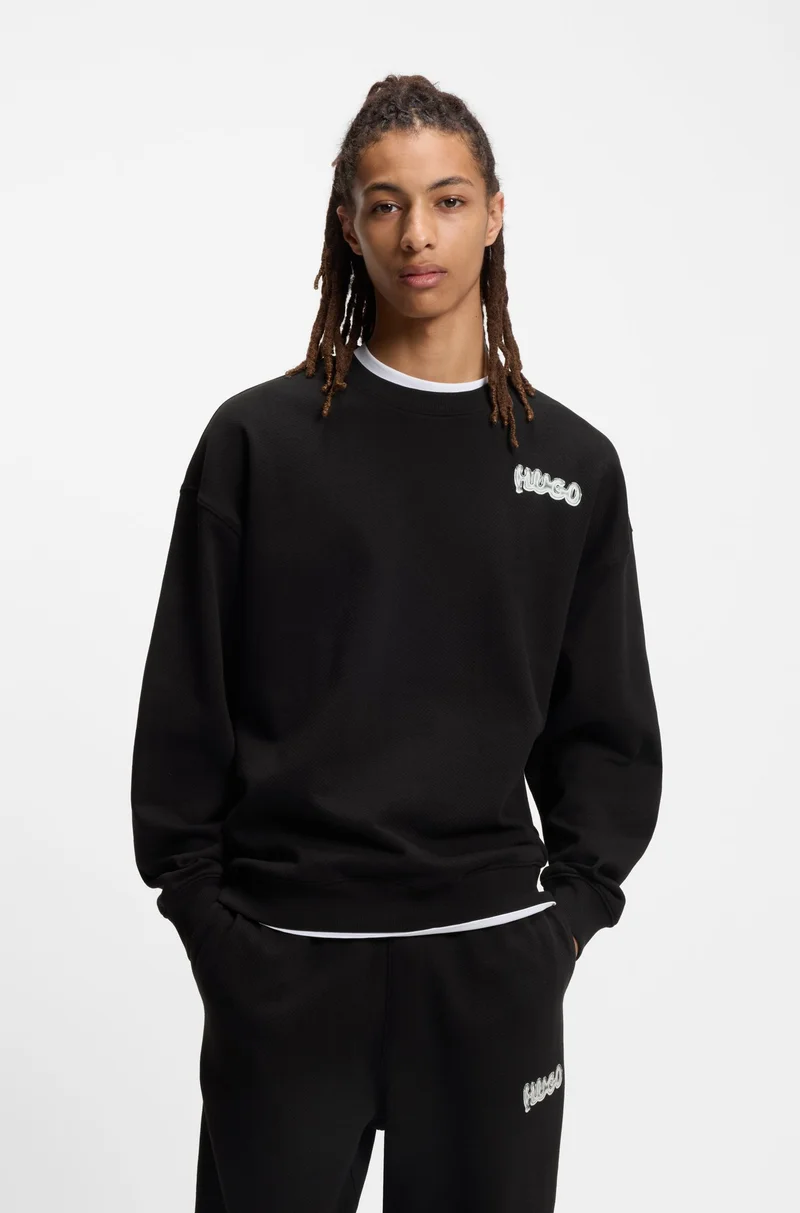HUGO All-gender cotton-terry sweatshirt with logo prints