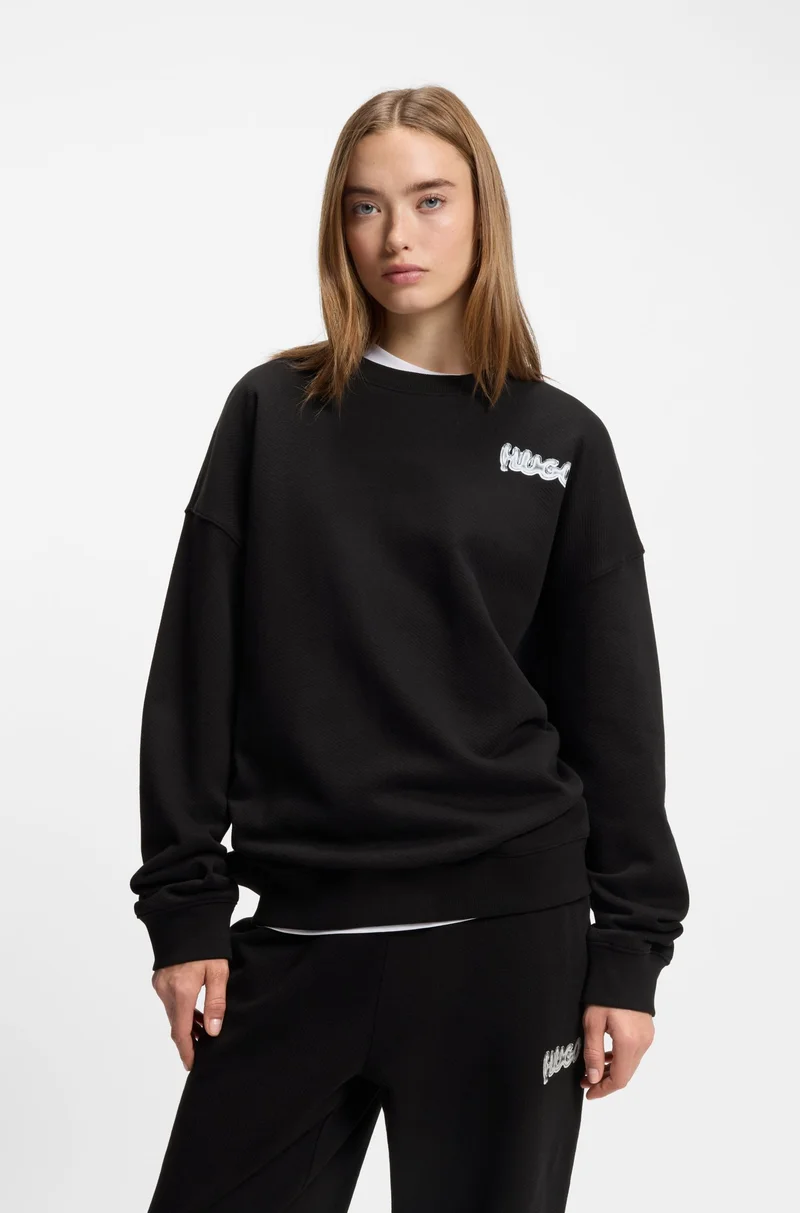 HUGO All-gender cotton-terry sweatshirt with logo prints