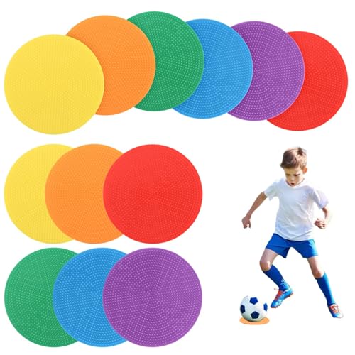 Ranjaner 12pcs 4inch Non-Slip Spot Marker, Poly Spot Markers for Agility Dot for Gym/PE Training, Rubber Circles Multiple Color Sports Markers for Sports Speed Training - Image 1