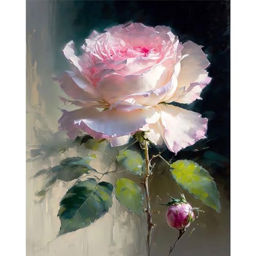 xackcme Rose Paint by Numbers for Adults Flower Paint by Number on Canvas Without Frame DIY Floral Oil Painting for Gift Home Wall Decor 16x20 inch - Image 1