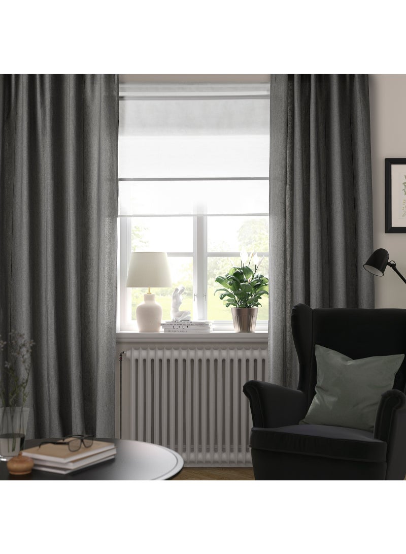 Lendan Curtains with tie-backs, 1 pair, 140x300 cm  Brown Red - Image 2