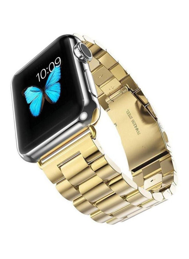 NIBEMINENT Steel Replacement Band For Apple Watch Series 4/5 Gold  - Image 2