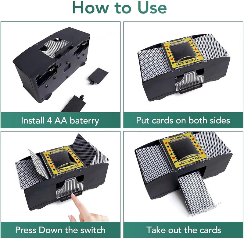 FunBlast آلة خلط بطاقات أوتوماتيكية – آلة توزيع بطاقات تعمل بالبطارية، خلط بطاقات بوكر ب Decks 2، خلط بطاقات محمول، خلط بطاقات كهربائي لألعاب الكازينو، النوادي والحفلات المنزلية - Image 2