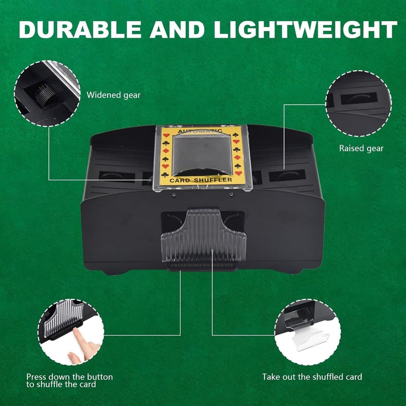 FunBlast آلة خلط بطاقات أوتوماتيكية – آلة توزيع بطاقات تعمل بالبطارية، خلط بطاقات بوكر ب Decks 2، خلط بطاقات محمول، خلط بطاقات كهربائي لألعاب الكازينو، النوادي والحفلات المنزلية - Image 5