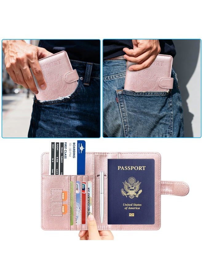 ACdream Passport Holder Case, ACdream Protective Premium Leather RFID Blocking Wallet Case for Passport,Rose Gold - Image 2