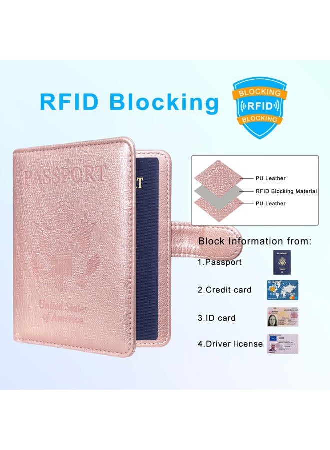 ACdream Passport Holder Case, ACdream Protective Premium Leather RFID Blocking Wallet Case for Passport,Rose Gold - Image 4