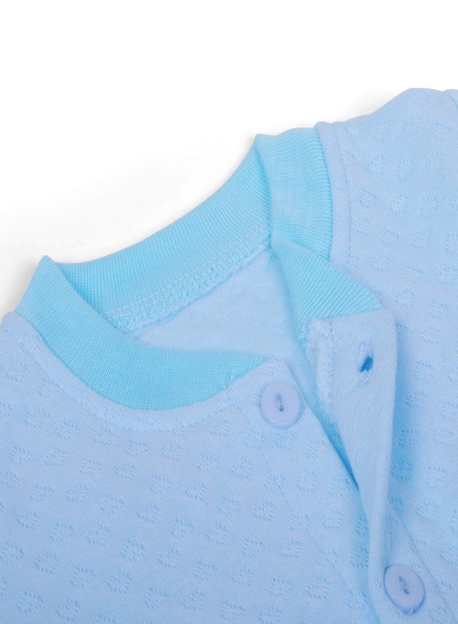 Pokory Night Suit for Babies Full Sleeves Solid Hosiery Cotton for Baby Boy and Girl Tshirt & Pyjama Set Light Blue Size 2 - Image 5