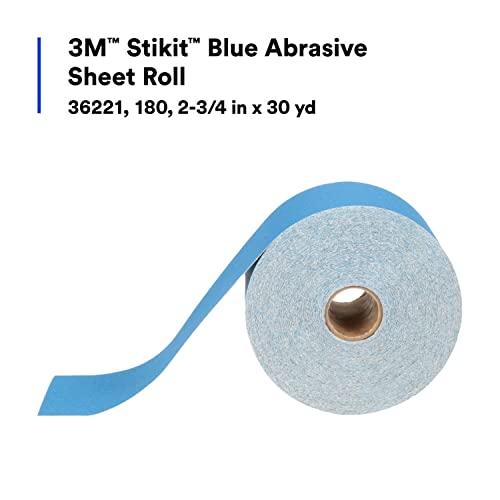3M Stikit Blue Abrasive Sheet Roll, 36221, No Hole, 2-3/4 in x 30 yd, 180+ Grade, Automotive Sanding Roll Sandpaper for Coating Removal, Body Repair, Auto Sanding - Image 3