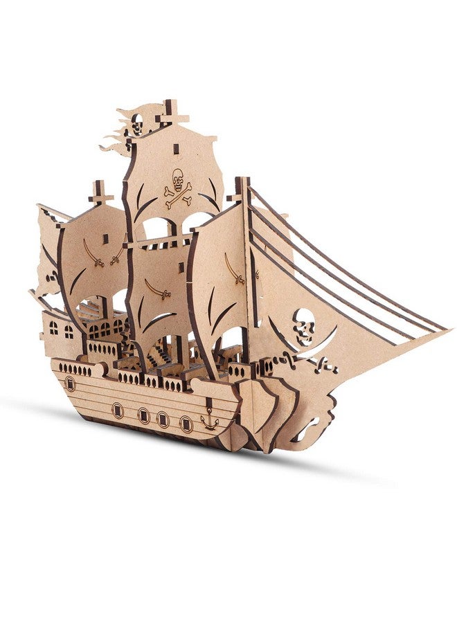 Webby DIY Wooden 3D Pirate Ship Puzzle Kit, Show Piece, Home & Office Table Decoration, Birthday Gift for Kids, 15 Pcs - Image 3