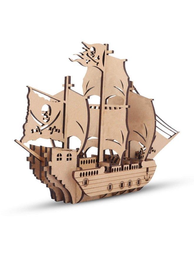 Webby DIY Wooden 3D Pirate Ship Puzzle Kit, Show Piece, Home & Office Table Decoration, Birthday Gift for Kids, 15 Pcs - Image 1