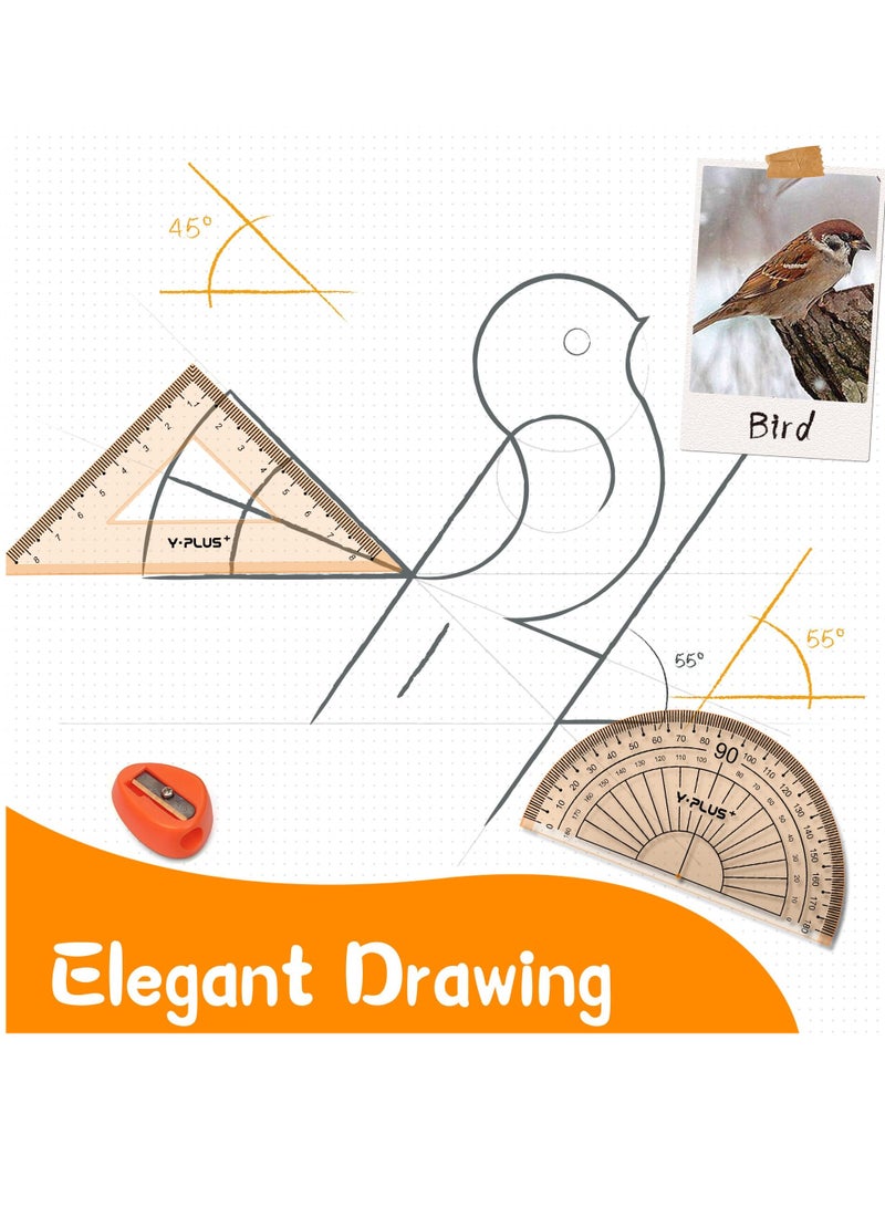 Excefore Geometry Set for Students - Math Protractor, Compass, and Rulers Kit - Great for Class Supplies and School - Includes 12 Pieces - Image 4
