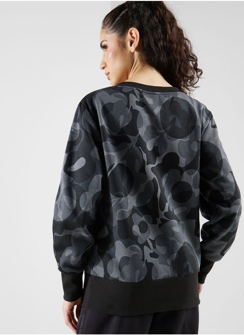 Adidas - Floral Graphic 3-Stripes Fleece Sweatshirt - Image 1