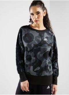 Floral Graphic 3-Stripes Fleece Sweatshirt