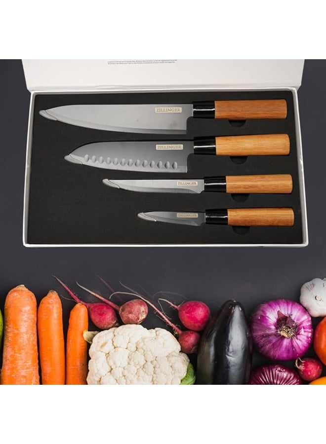 ZILLINGER Zillinger Japanese Knife Set – 4-Piece Professional Kitchen Knives - Image 3