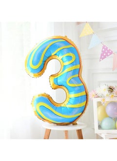 Atpata Funky Atpata Funky Donut Candy Theme 34 Inch Number Shape Foil Balloons - Ideal for Birthdays & Celebrations - Vibrant 0 to 9 Numbers - Durable & Self-Sealing Party Decor Balloons (3)  - Image 1