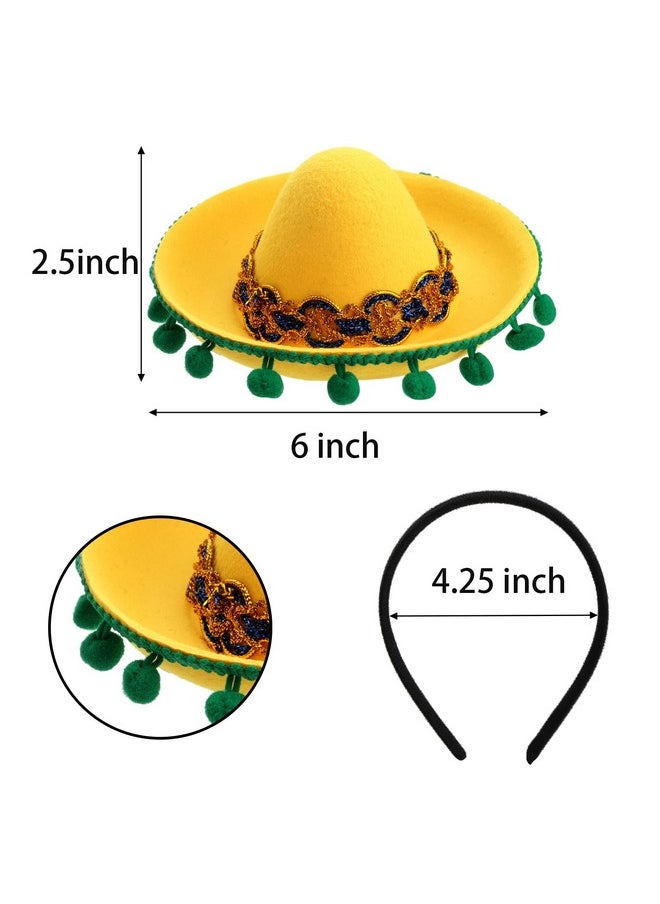 TOPZEA - 6 Pack Sombrero Hat Fabric And Straw Mini Sombrero Headband Hats Mexican Theme Party Cinco De Mayo Festival Hat Carnival Costume Photo Props Small Straw Hats For Kids Pets - Image 1