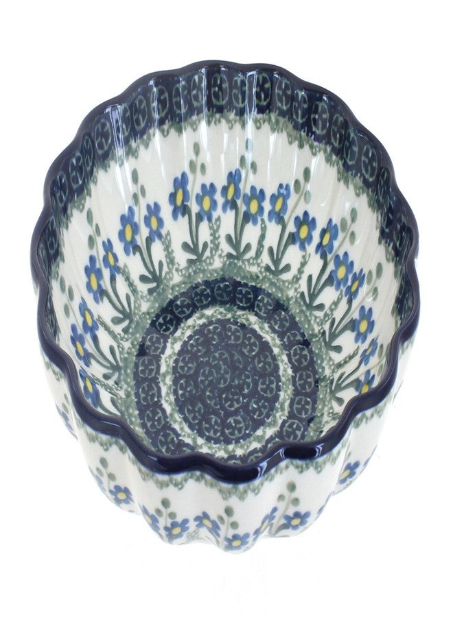 Blue Rose Pottery طبق تقديم متوسط الحجم بتصميم صدفة من الخزف البولندي "بلو روز" - قطر 7.5 بوصة - وعاء تقديم أنيق للمناسبات الخاصة، وحفلات العشاء، أو للاستخدام اليومي - Image 1