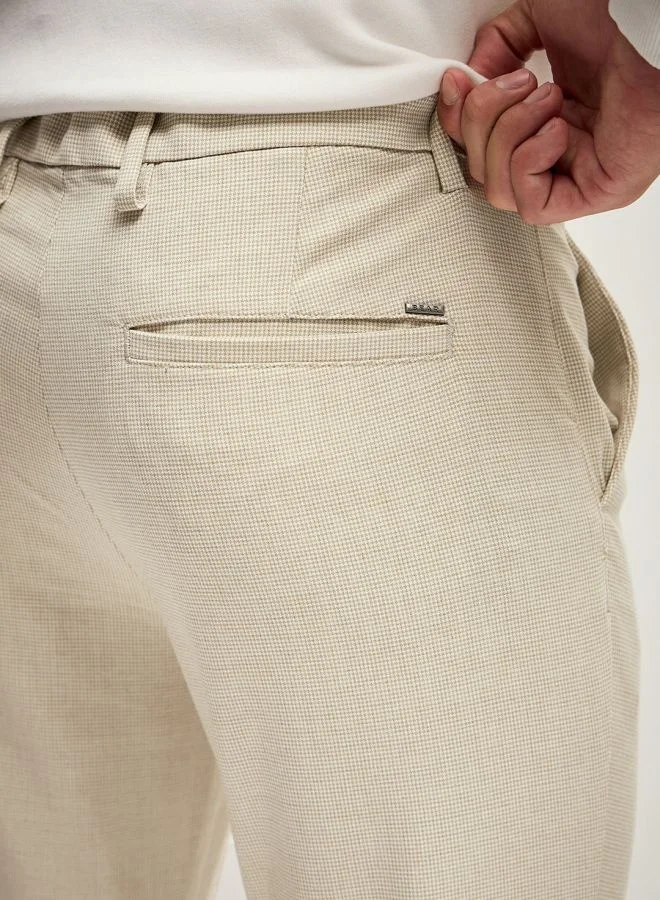 The Bear House  Men's Beige Checked 4 Way Stretch Formal Trouser Versatile Office and Travel Pants Comfortable Fit for Everyday Use Easy to Style Bottomwear for Work Weekend and Outings for Men | Best Price UAE