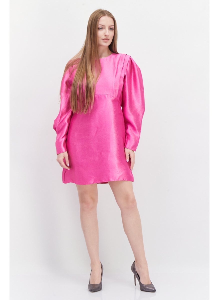 RIVER ISLAND Women Textured Mini Dress, Dark Pink  - Image 2
