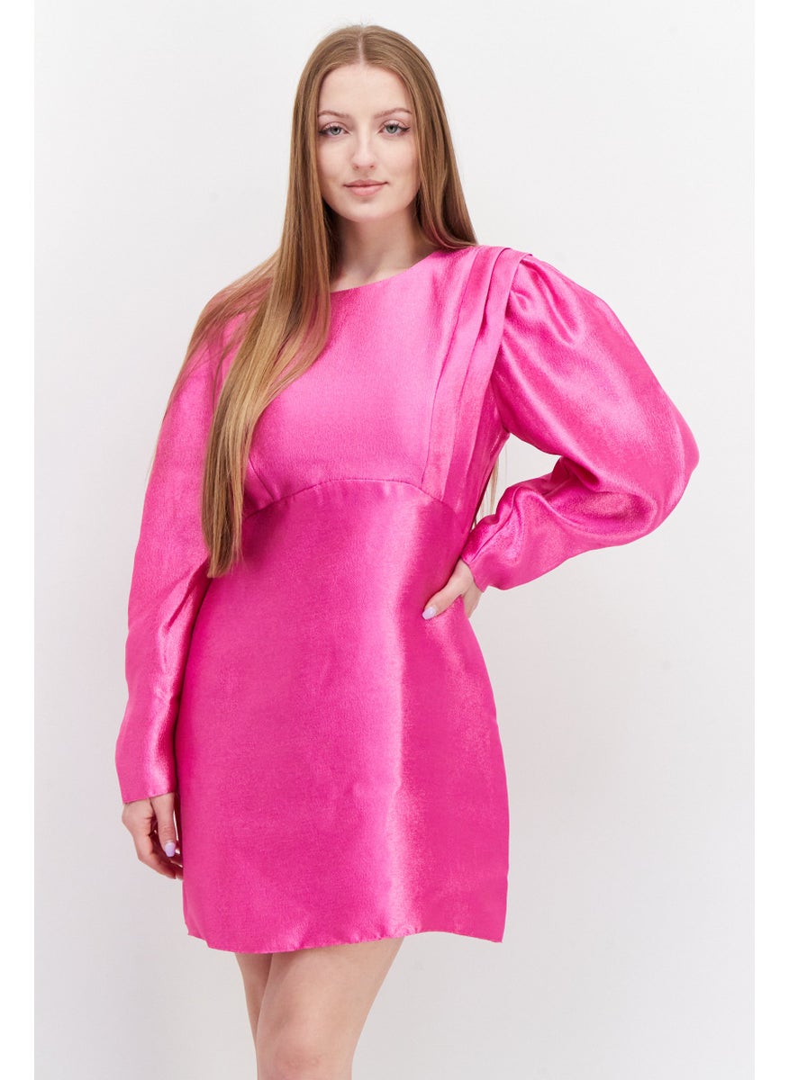 RIVER ISLAND Women Textured Mini Dress, Dark Pink  - Image 1